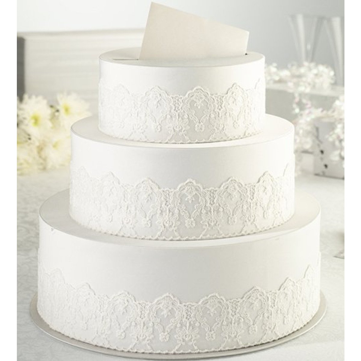 Cream Lace Cake Card Box