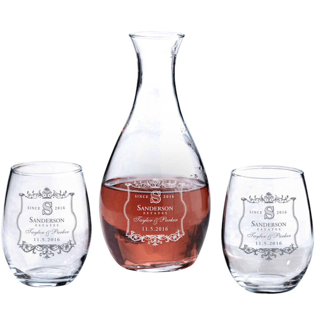 Vineyard Decanter & Stemless Wine Glass Set