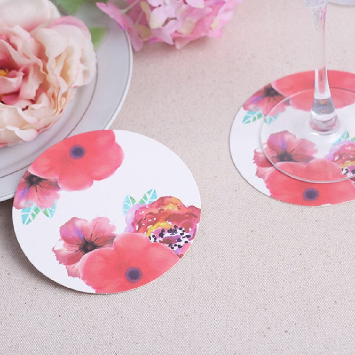 Floral Paper Coasters set of 12