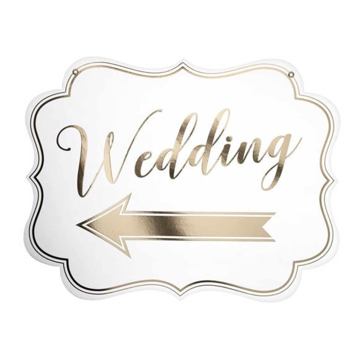 gold wedding arrow sign