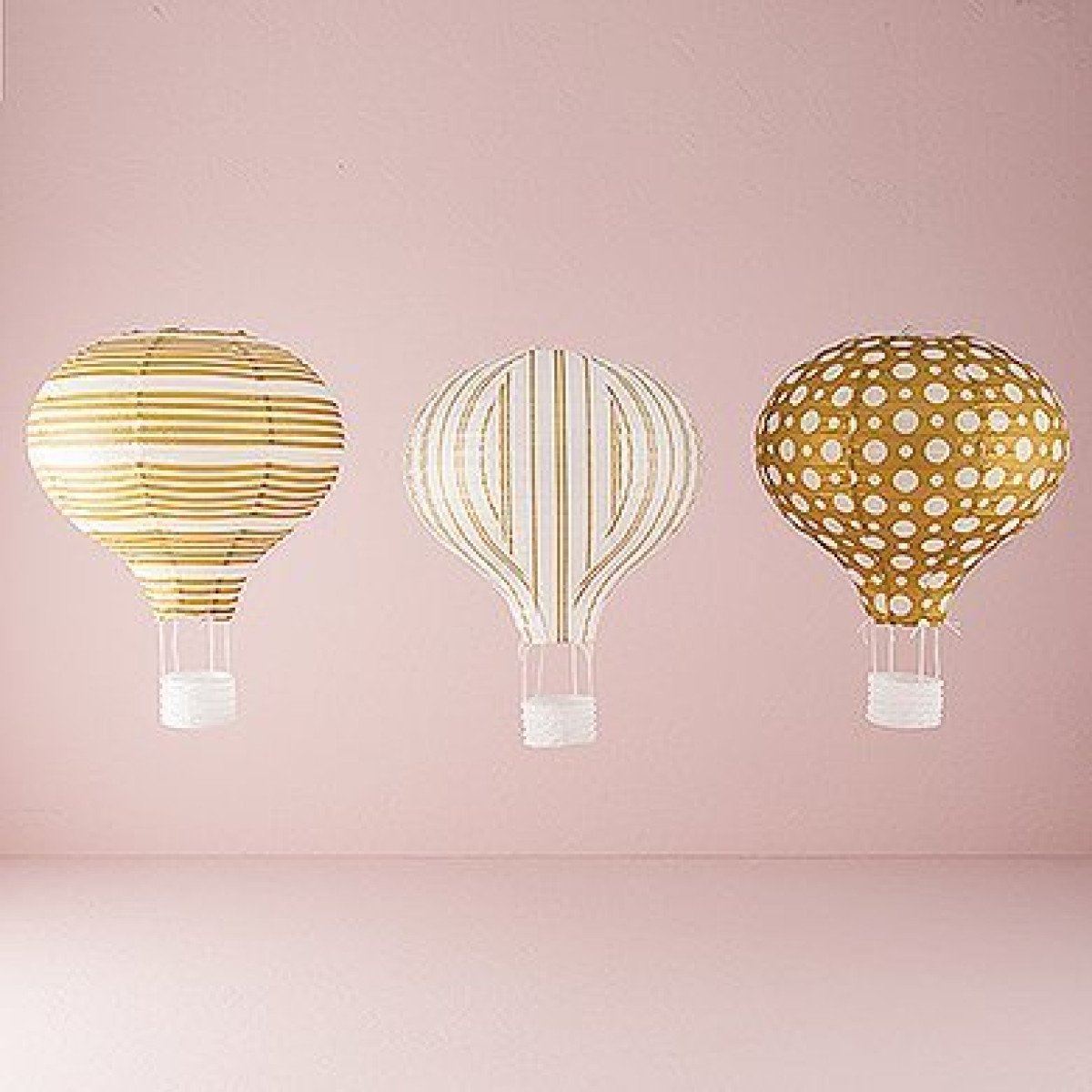 Gold & White Hot Air Balloon Paper Lanterns