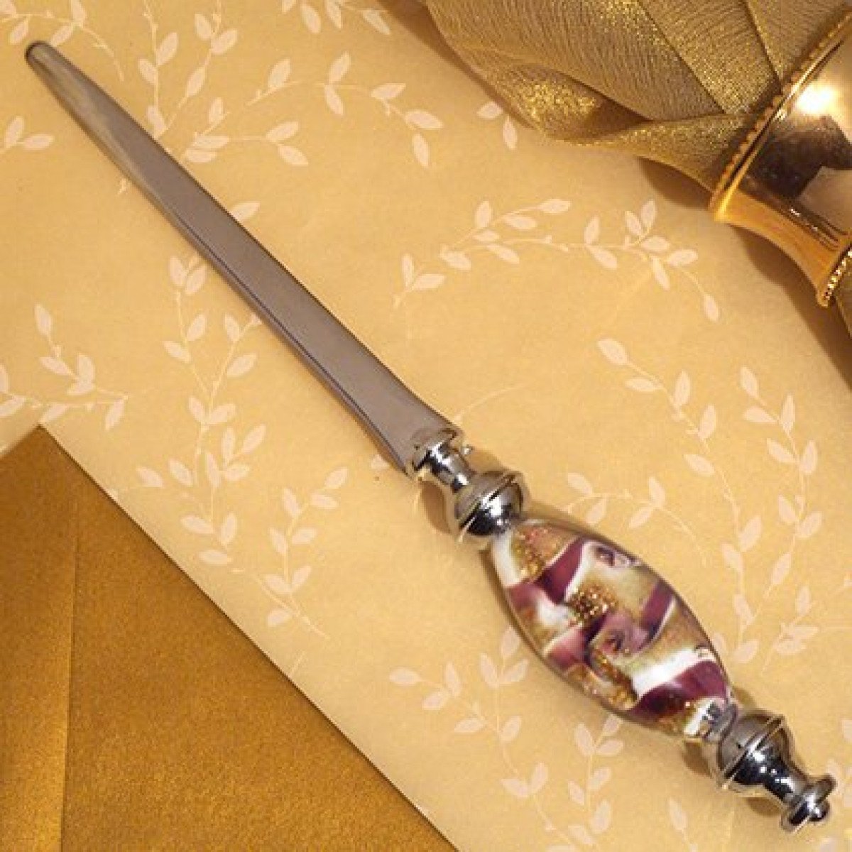Lavender & Gold Swirl Letter Opener