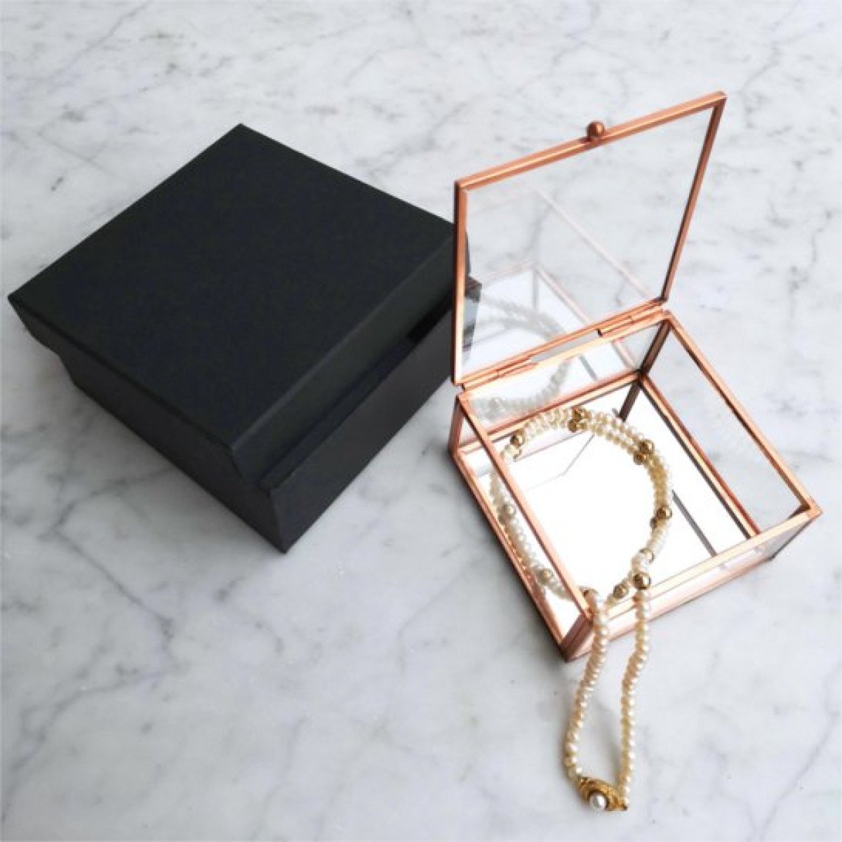 Fun Script Gold Glass Jewellery Box