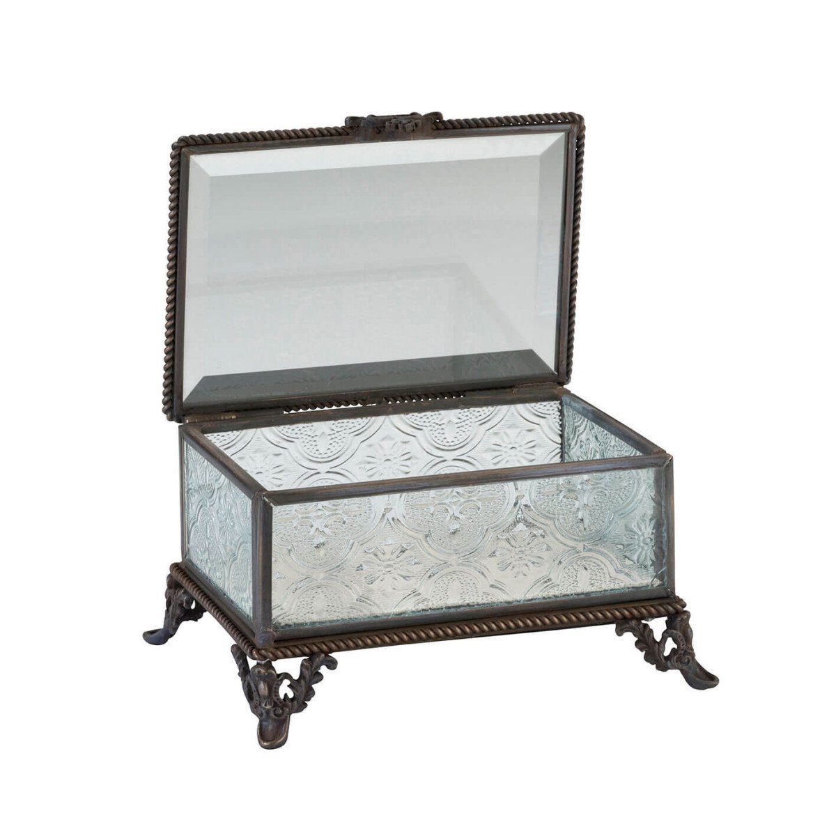 Floral Rustic Glass Ring Box