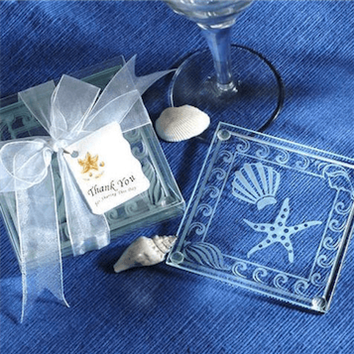 Shell & Starfish Glass Coasters set of 1
