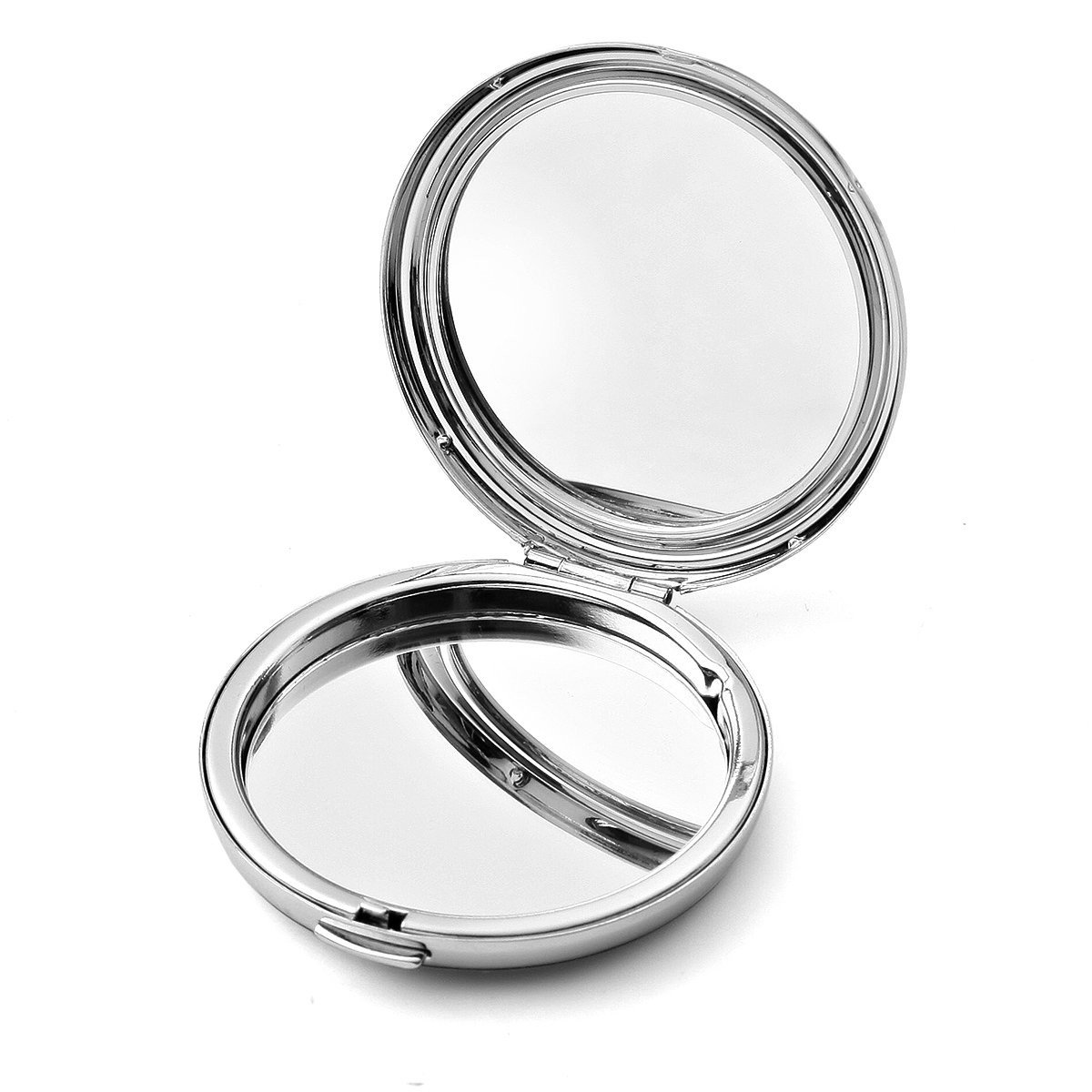 Initial Silver Floral Compact Mirror