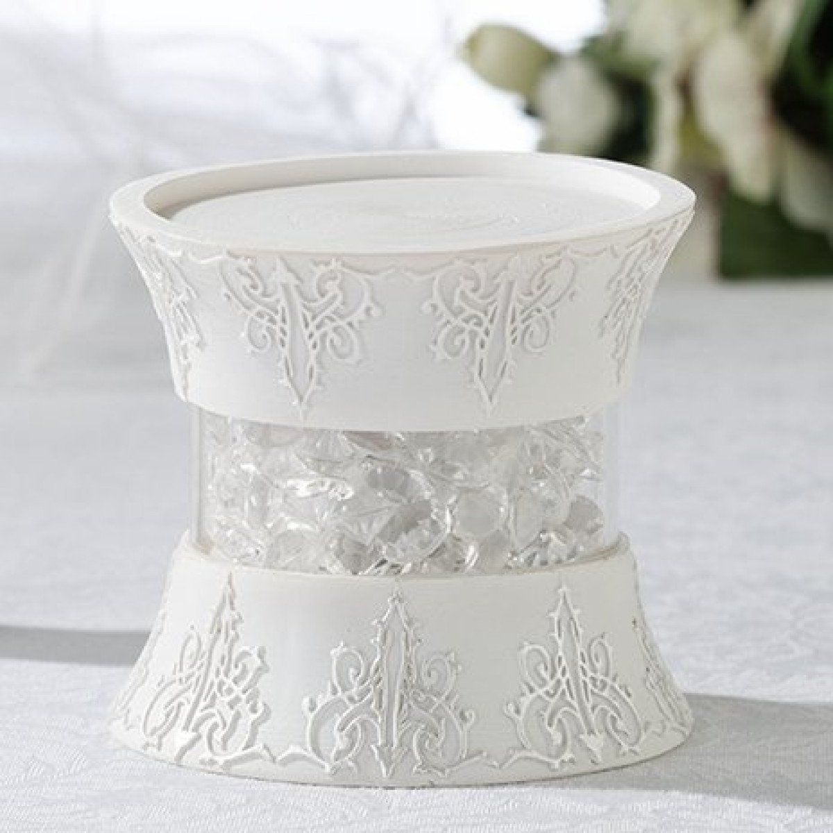 Three Piece White Candle Holder Set