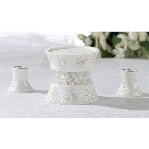 Three Piece White Candle Holder Set