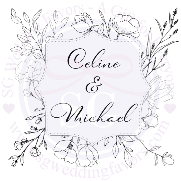 Black and White Floral Frame Tags/Stickers