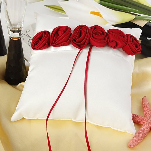 Bold Red Luxury Rose Ring Pillow