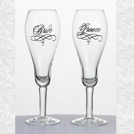 Bride and Groom Toasting Glasses
