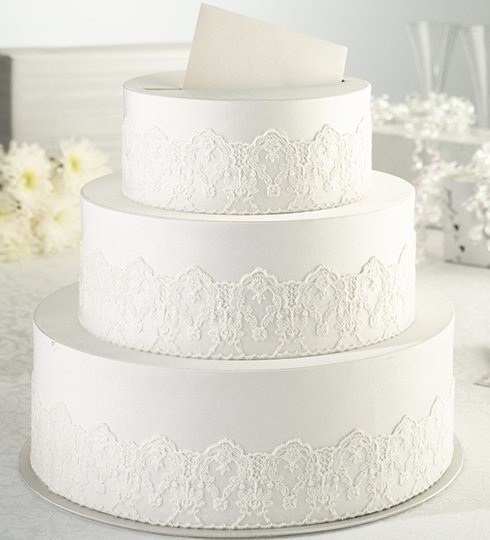 Cream Lace Cake Card Box