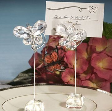 Crystal Butterfly Place Card Holders - White