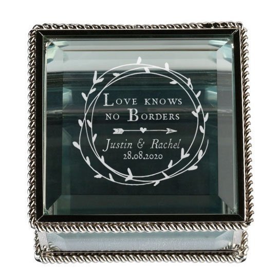 Cupid's Wreath Silver Glass Ring Box