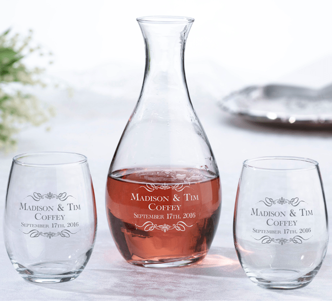 Scroll Decanter & Stemless Wine Glass Set