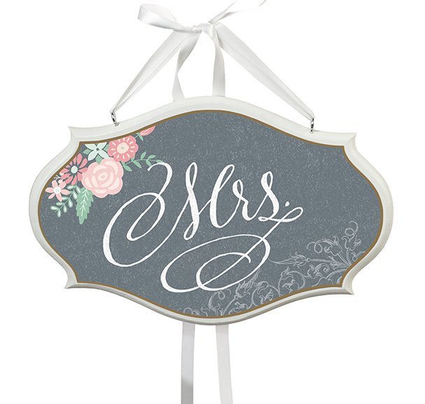 Floral Chalk Chair Sign - Mrs