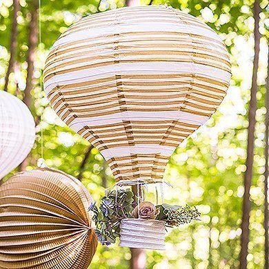 Gold & White Hot Air Balloon Paper Lanterns