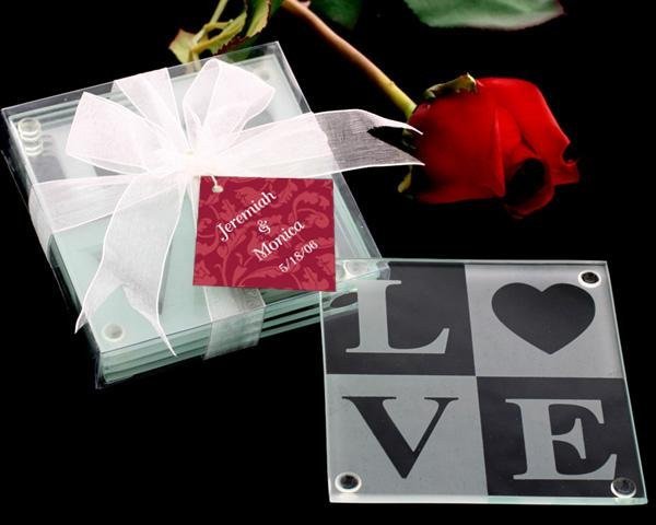 LOVE Glass Coasters Favors