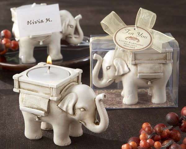 Ivory Elephant Candle Holder Favors