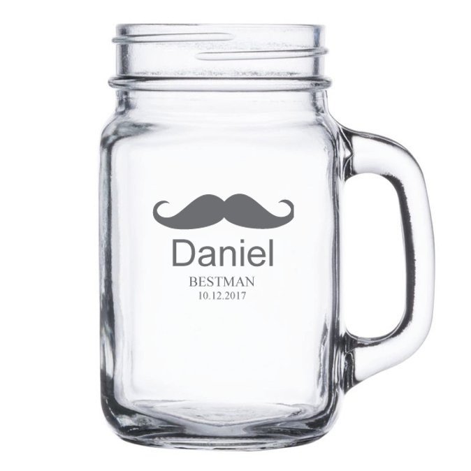 Mustache Rustic Mason Jar