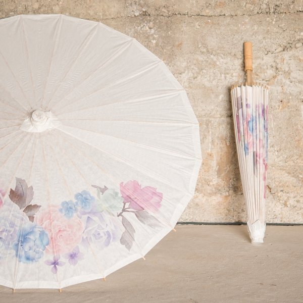 Vintage Floral Paper Parasol