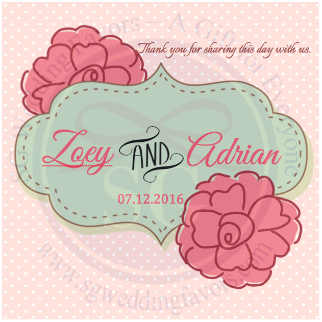 Pink Rose Tags/Stickers for Favors