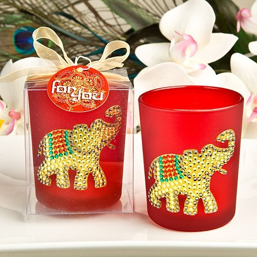 Ruby Red Elephant Candle Holders