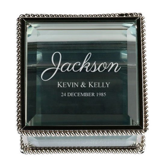 Script Silver Glass Ring Box