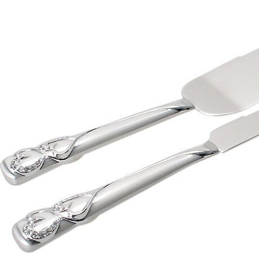 Silver Hearts Knife & Server Set