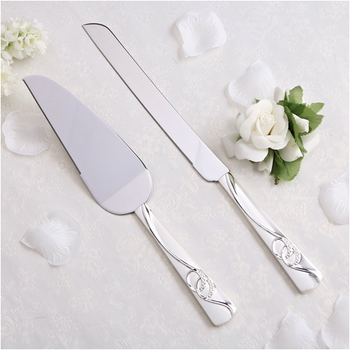 Silver Rings Knife & Server Set