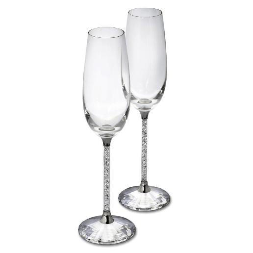 Swarovski Crystalline Toasting Flutes - set of 2 Silver