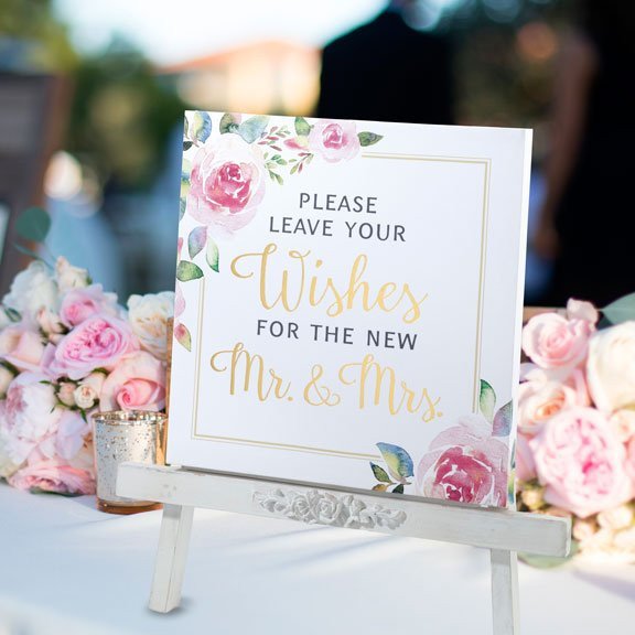 Watercolor Wedding Wishes Sign