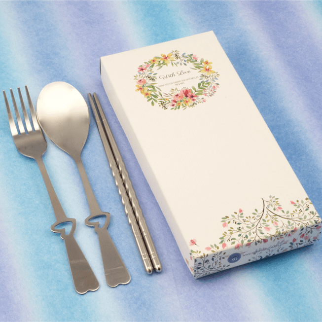 Whimsical Love Fork, Spoon & Chopsticks Set