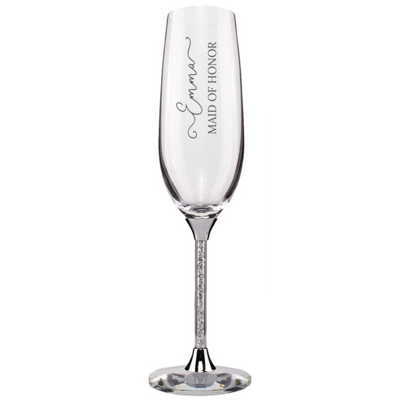 Whimsical Script Crystal Toasting Flute