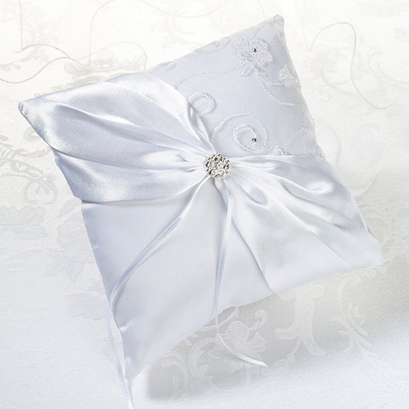 White Lace Ring Pillow
