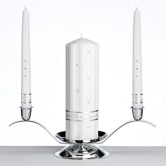 White Rhinestone Candle Set