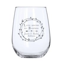 Cupid's Wreath Stemless Wine Glass