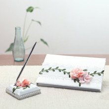 Pink Rose Guestbook & Pen Set