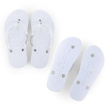 White XO Embossed Flip Flops