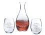 Scroll Decanter & Stemless Wine Glass Set