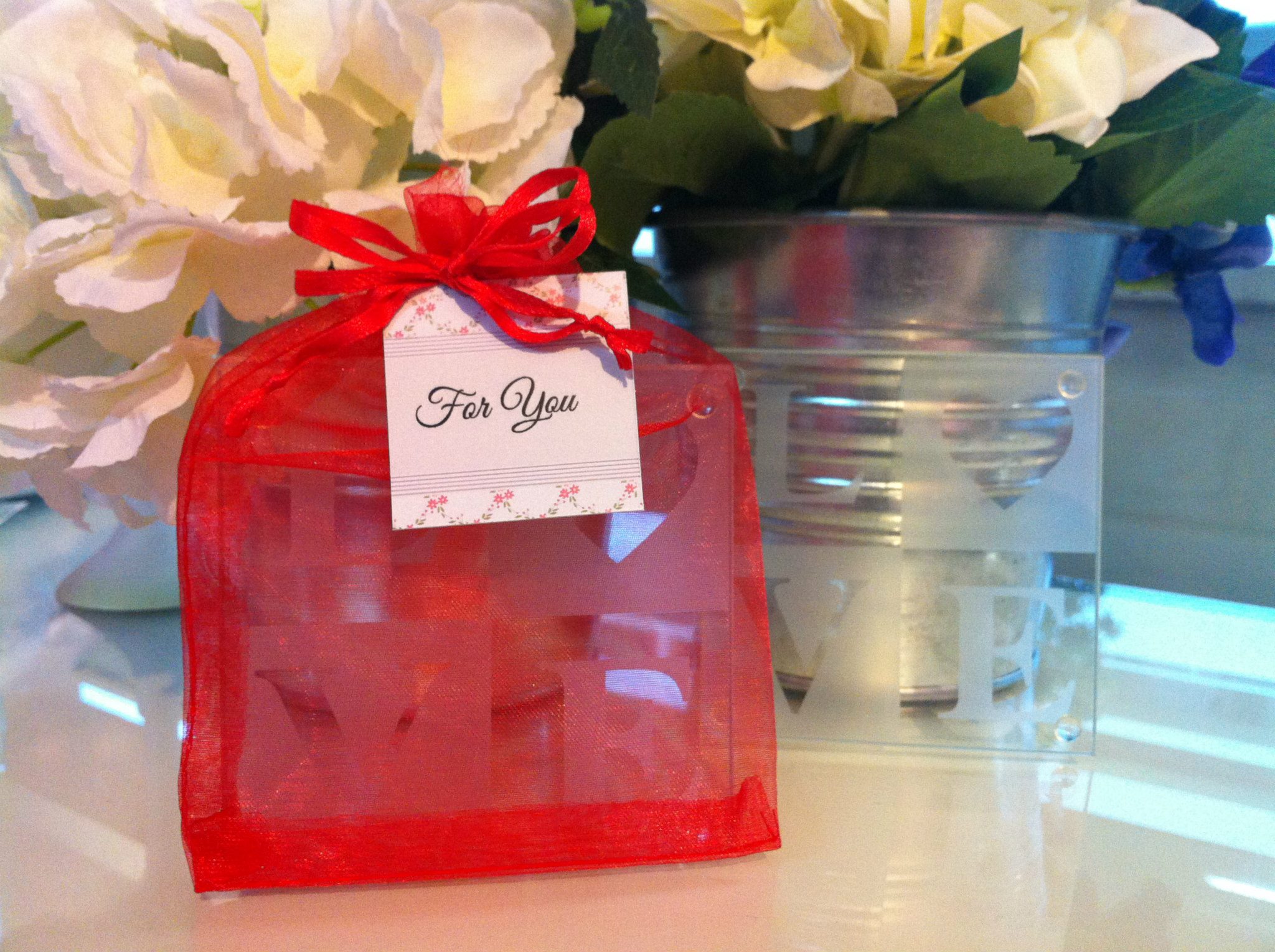 Love Glass Coaster with Personalized Tag