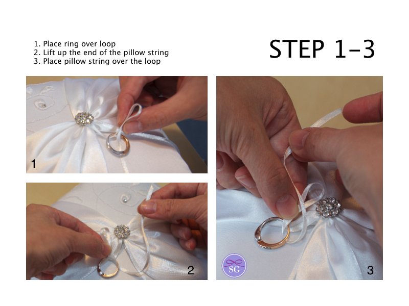 How to Tie Rings onto Ring Pillows Step 1 - 3