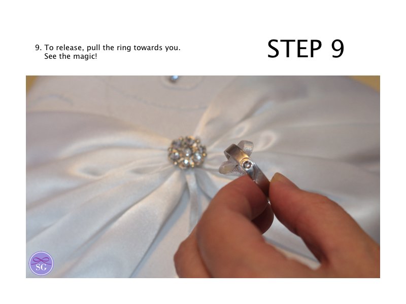 How to tie rings on ring pillow step 9